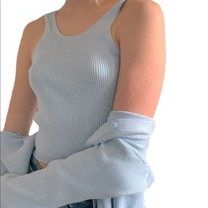 Zara baby blue matching tank top and sweater set